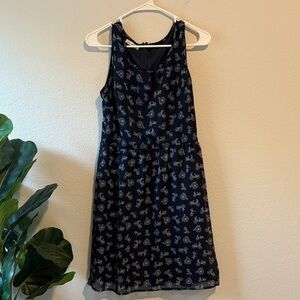 Speechless Navy and White bicycle Patterned sleeveless Dress Medium